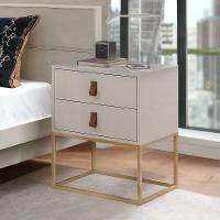 Mesa De Cabeceira Unic 45 Off White Base Metalica Dourada - 2
