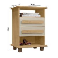 Mesa De Cabeceira Turim 2 Gavetas Cinamomo-off White - 3