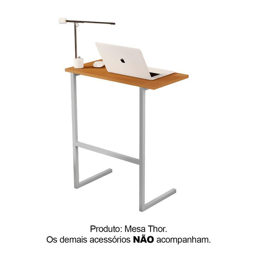 Mesa Notebook Escritório Sala Thor Nature - Cinza - 2