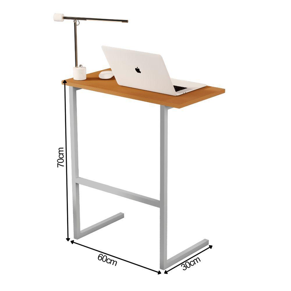 Mesa Notebook Escritório Sala Thor Nature - Cinza - 4