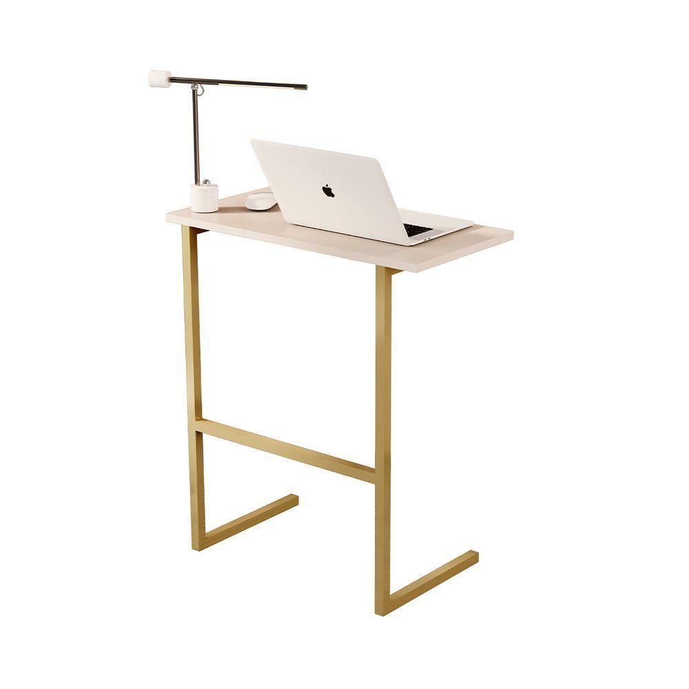 Mesa Notebook Escritório Sala Thor Perola - Dourado - 3