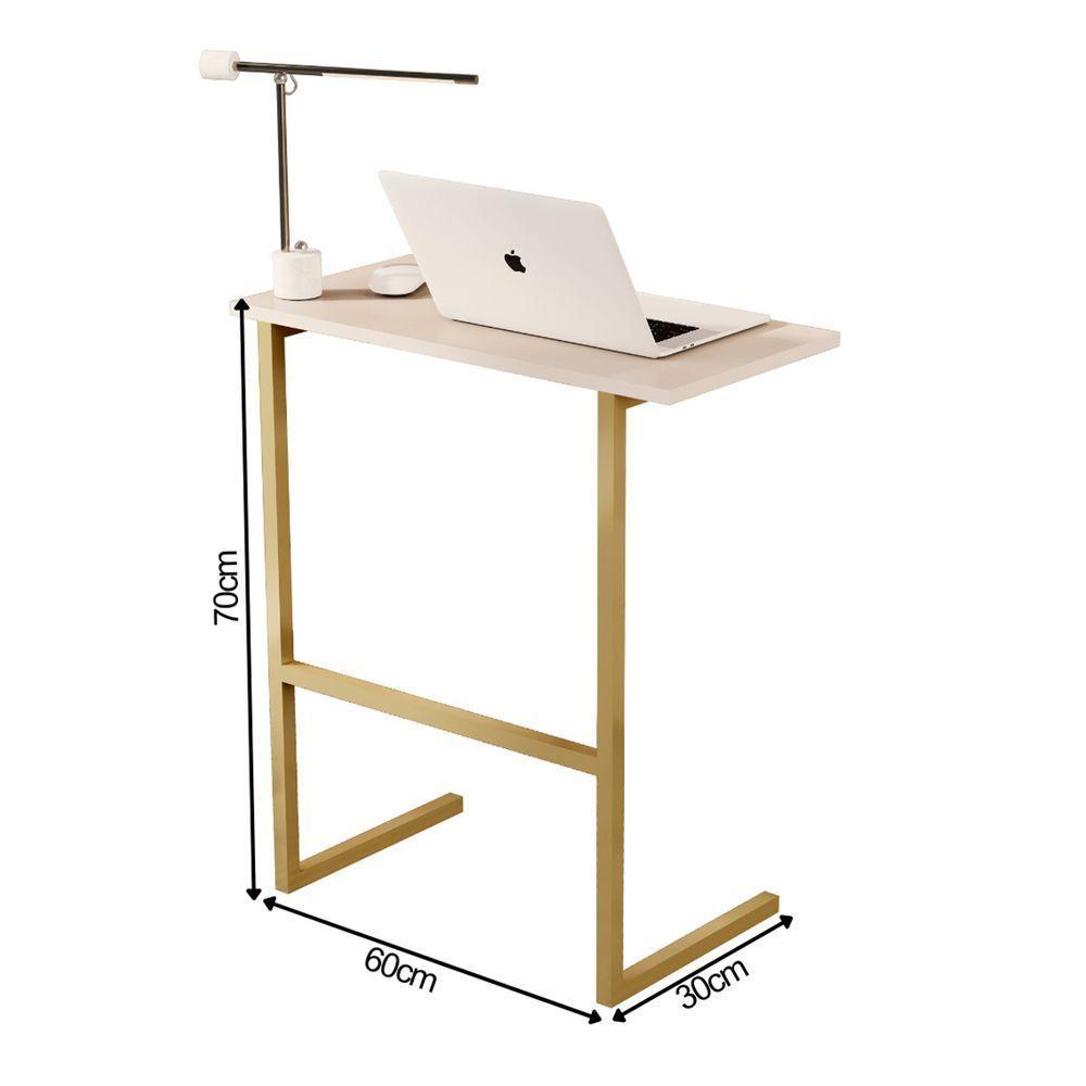 Mesa Notebook Escritório Sala Thor Perola - Dourado - 4