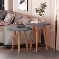 Conjunto Kit Mesa De Cabeceira Redonda Canto Apoio Cama Quarto Atalanta Cinza - 1