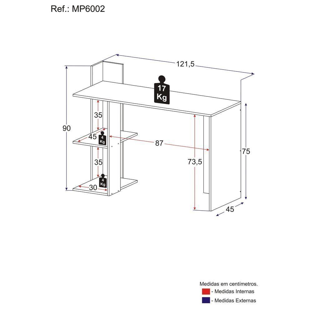 Escrivaninha Mesa Para Computador Multimóveis Branca/rustic - 4