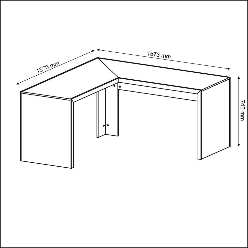 Escrivaninha/Mesa Escritório De Canto Cr25024 Branca - 3