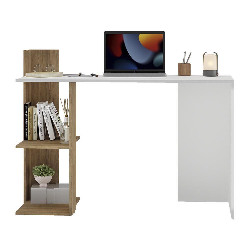 Escrivaninha Mesa Para Computador Dubai Multimóveis V6002 Branca/Rustic Branco/Rustic - 3
