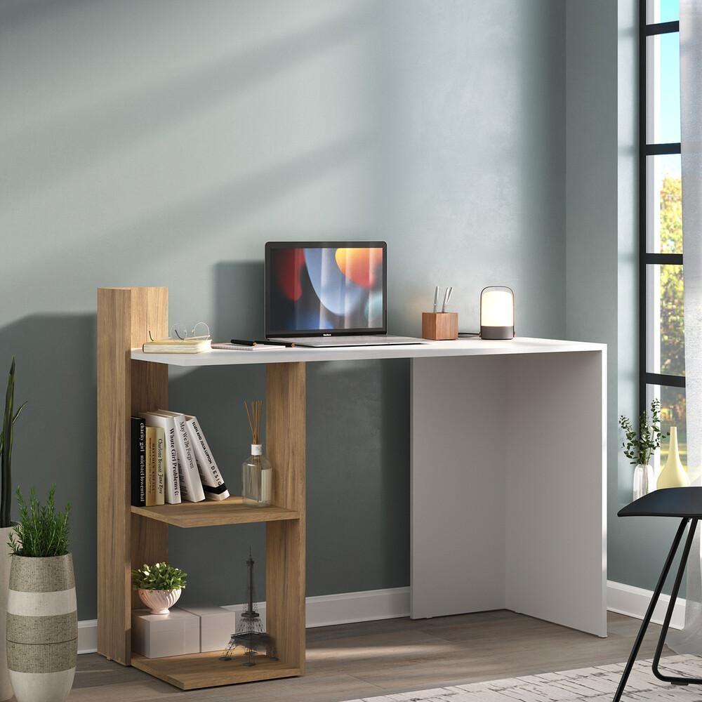 Escrivaninha Mesa Para Computador Dubai Multimóveis V6002 Branca/Rustic Branco/Rustic - 6