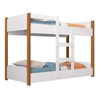 Beliche Minicama Infantil Quarto Criança Mdf Escada Grade Proteção Branco / Nature