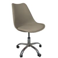 Kit 3 Cadeiras Office Base Cromada Com Rodizio Giratória Saarinen Bege - 2