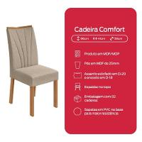 Conjunto Sala de Jantar Mesa 120x80cm Tampo Vidro/MDF 4 Cadeiras Linho Bege Amendoa Clean/off White