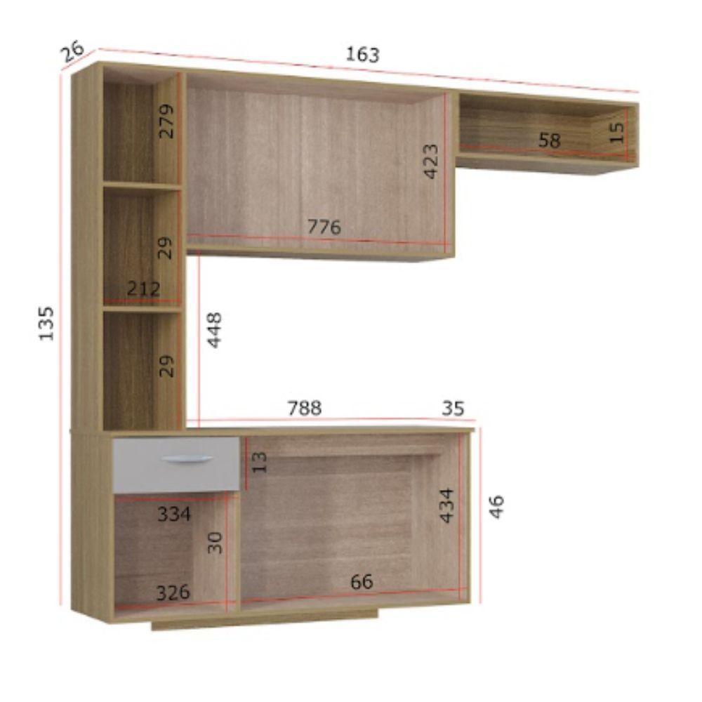 Cozinha Poquema Suspensa Com Balcão Isis Damasco/off White - 5