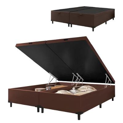 Cama Box Com Baú King 1,93m Prince Suede Marrom Marrom