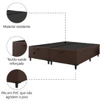 Cama Box Com Baú King 1,93m Prince Suede Marrom Marrom - 3