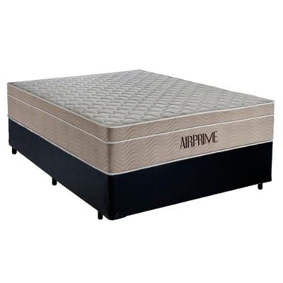 Cama Box Casal Sintético Cremil + Colchão Molas Ensacadas Airprime 138cm Preto - Suporta Até 120kg Por Pessoa