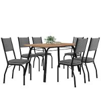 Conjunto De Mesa Sala De Jantar Diana Com 6 Cadeiras Tampo Madeirado 1,36m Preto/platina Artefamol Pret/cinza - 1