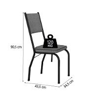 Conjunto De Mesa Sala De Jantar Diana Com 6 Cadeiras Tampo Madeirado 1,36m Preto/platina Artefamol Pret/cinza