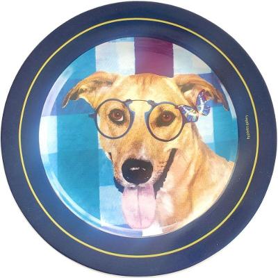 Prato De Porcelana Cachorro Vira Lata Mel - 25,5 Cm