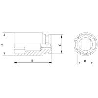 Soquete De Impacto Sextavado Longo Em Aço Cromo Molibdênio 30 Mm - Encaixe 1'' Tramontina - 2