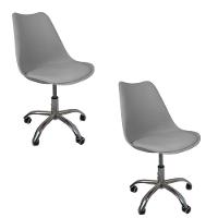 Kit 2 Cadeiras Office Base Cromada Com Rodizio Giratória Saarinen Cinza - 1