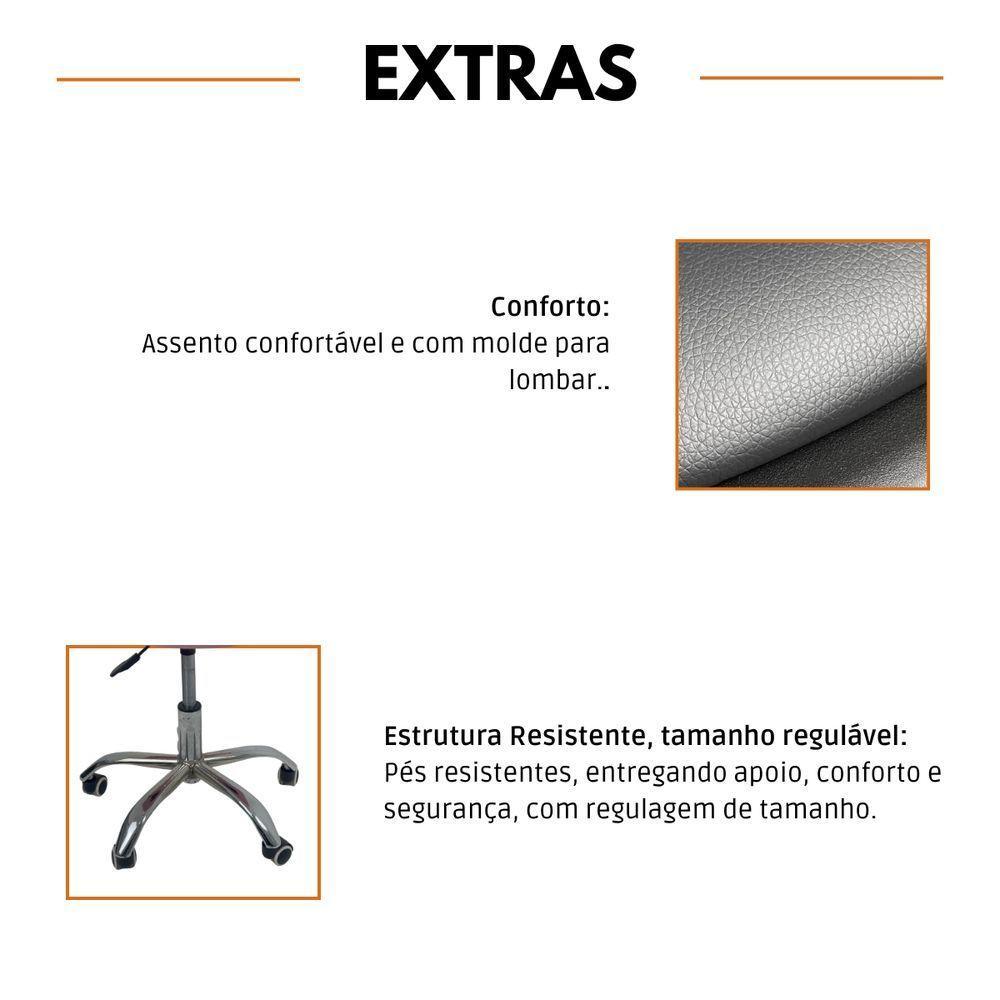 Kit 2 Cadeiras Office Base Cromada Com Rodizio Giratória Saarinen Preto - 7