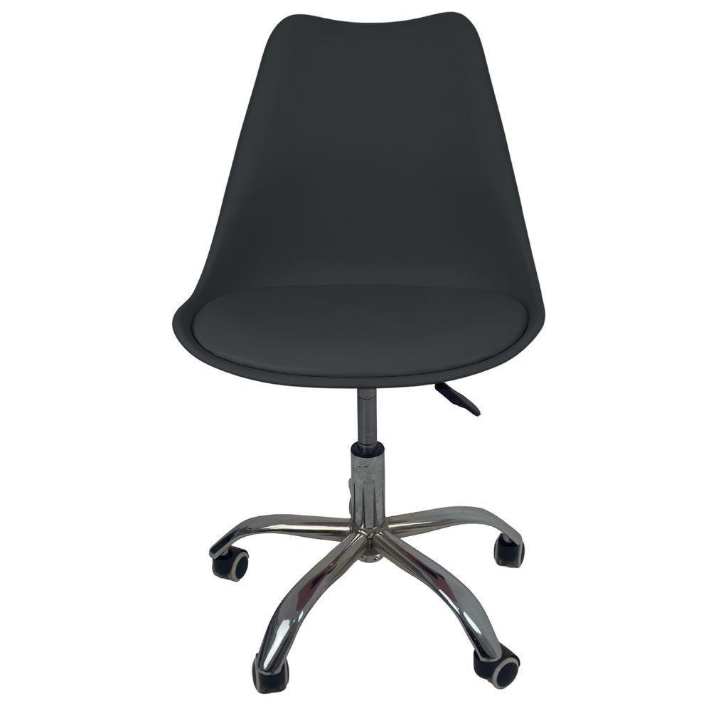 Kit 2 Cadeiras Office Base Cromada Com Rodizio Giratória Saarinen Preto - 9