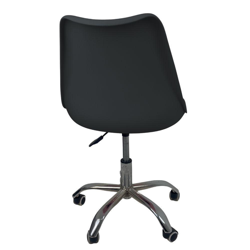 Kit 2 Cadeiras Office Base Cromada Com Rodizio Giratória Saarinen Preto - 10