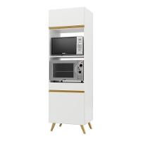 Paneleiro 2 Portas 63cm Para Forno E Microondas Veneza Multimóveis V3679 Branco/dourado Branco/dourado - 1