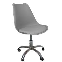 Kit 4 Cadeiras Office Base Cromada Com Rodizio Giratória Saarinen Cinza - 2