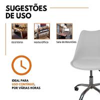 Kit 4 Cadeiras Office Base Cromada Com Rodizio Giratória Saarinen Branco - 3