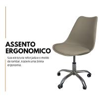 Kit 4 Cadeiras Office Base Cromada Com Rodizio Giratória Saarinen Bege