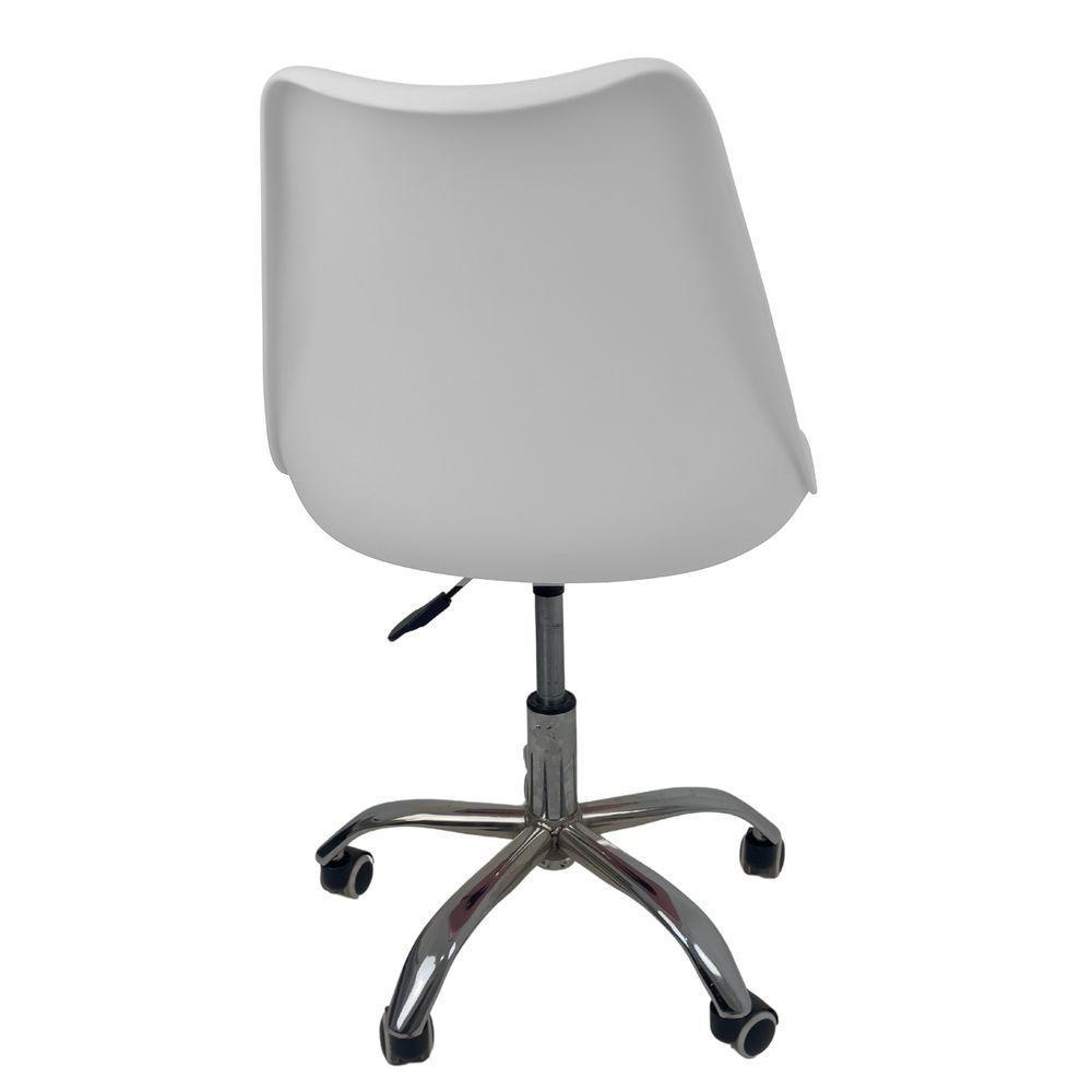 Kit 8 Cadeiras Office Base Cromada Com Rodizio Giratória Saarinen Branco - 10