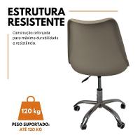 Kit 5 Cadeiras Office Base Cromada Com Rodizio Giratória Saarinen Bege - 5
