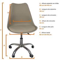 Kit 5 Cadeiras Office Base Cromada Com Rodizio Giratória Saarinen Bege - 6