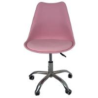 Kit 2 Cadeiras Office Base Cromada Com Rodizio Giratória Saarinen Rosa - 3