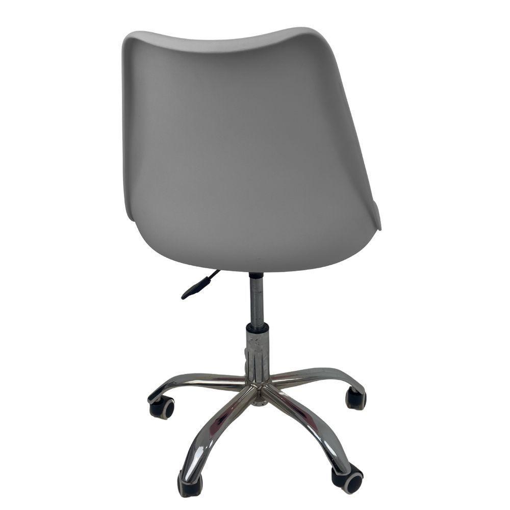 Kit 3 Cadeiras Office Base Cromada Com Rodizio Giratória Saarinen Cinza - 10