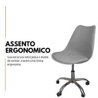 Kit 3 Cadeiras Office Base Cromada Com Rodizio Giratória Saarinen Cinza