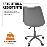 Kit 3 Cadeiras Office Base Cromada Com Rodizio Giratória Saarinen Cinza - 5