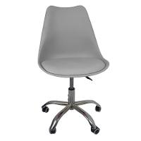 Kit 3 Cadeiras Office Base Cromada Com Rodizio Giratória Saarinen Cinza - 8