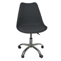 Kit 5 Cadeiras Office Base Cromada Com Rodizio Giratória Saarinen Preto - 8