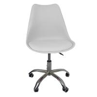 Kit 3 Cadeiras Office Base Cromada Com Rodizio Giratória Saarinen Branco - 8