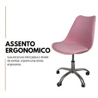 Kit 15 Cadeiras Office Base Cromada Com Rodizio Giratória Saarinen Rosa