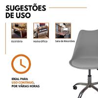 Cadeira Office Base Cromada Com Rodizio Giratória Saarinen Cinza - 7