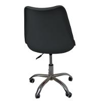 Kit 8 Cadeiras Office Base Cromada Com Rodizio Giratória Saarinen Preto - 10