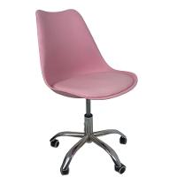 Kit 10 Cadeiras Office Base Cromada Com Rodizio Giratória Saarinen Rosa - 2