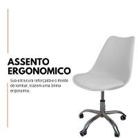 Cadeira Office Base Cromada Com Rodizio Giratória Saarinen Branco - 3