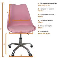 Cadeira Office Base Cromada Com Rodizio Giratória Saarinen Rosa - 5