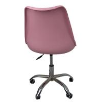 Cadeira Office Base Cromada Com Rodizio Giratória Saarinen Rosa - 9