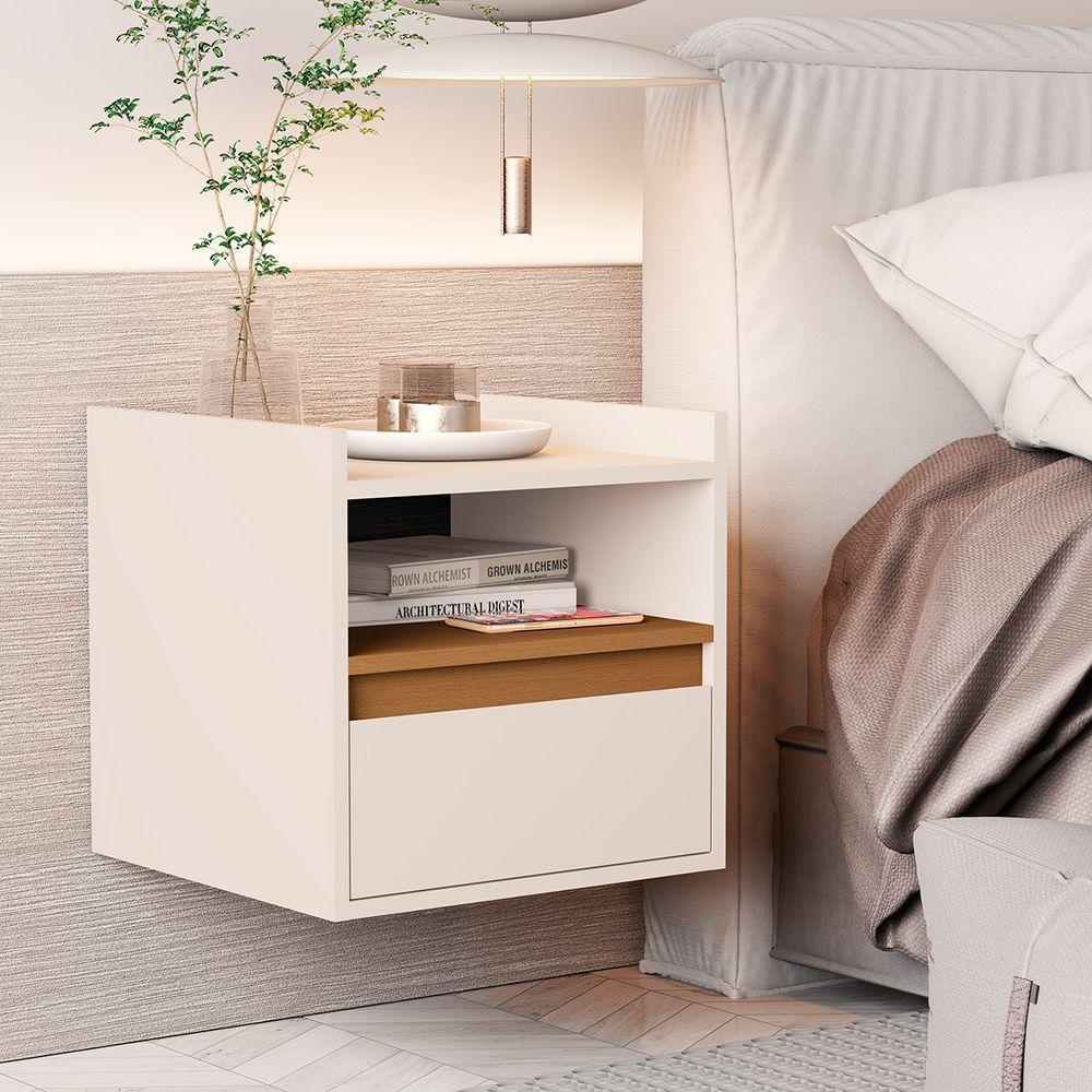 Mesa Cabeceira Suspensa Quarto Minerva Off White Nature - 1