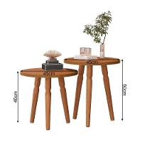Conjunto Kit Mesa De Cabeceira Redonda Canto Apoio Cama Quarto Atalanta Nature - 4