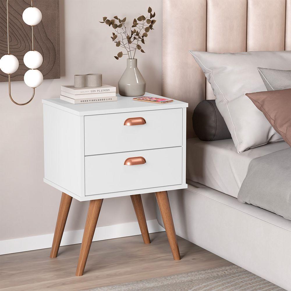 Mesa Cabeceira Quarto Janus Branco - 1